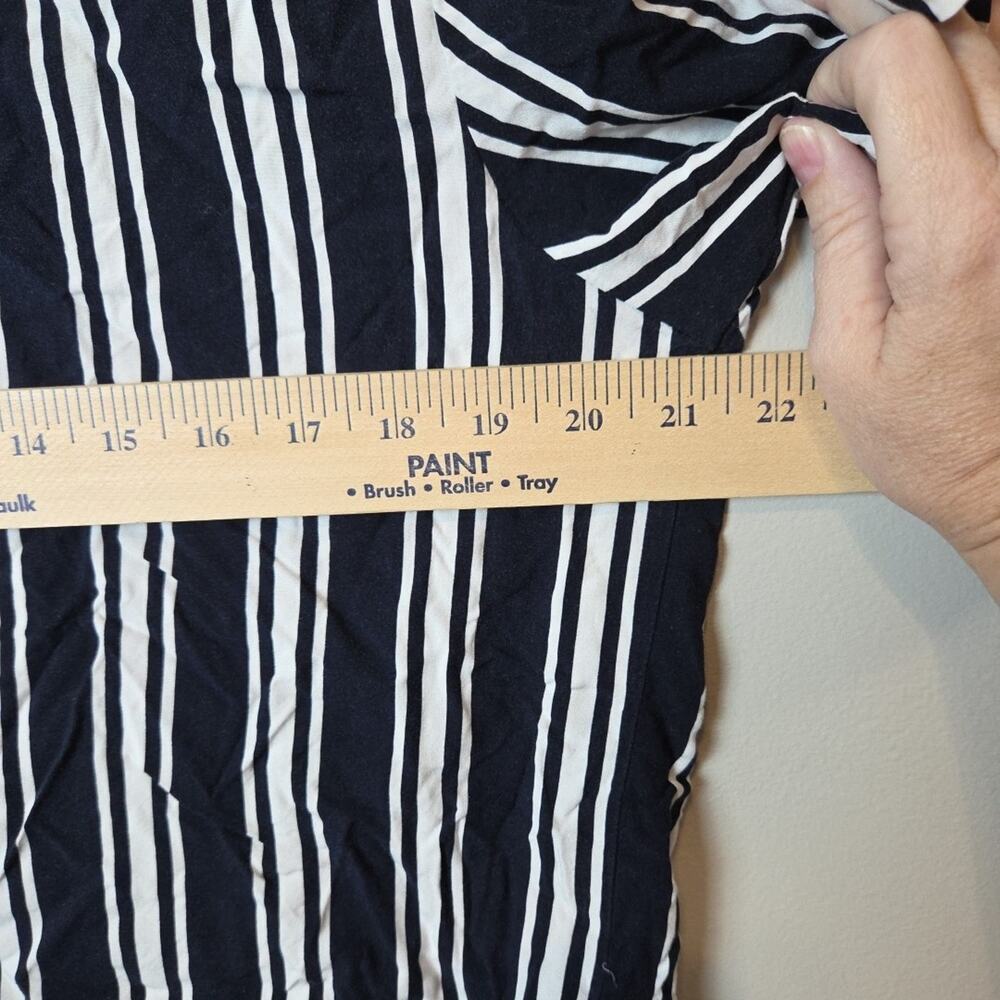 Denim & Flower Button Up Mens Large Navy Blue Striped Short Sleeve Shirt - Picture 6 of 6